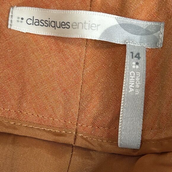 Classiques Entier Pants Women's Size 14 Wide Leg Linen Blend Orange NOS - Picture 11 of 14
